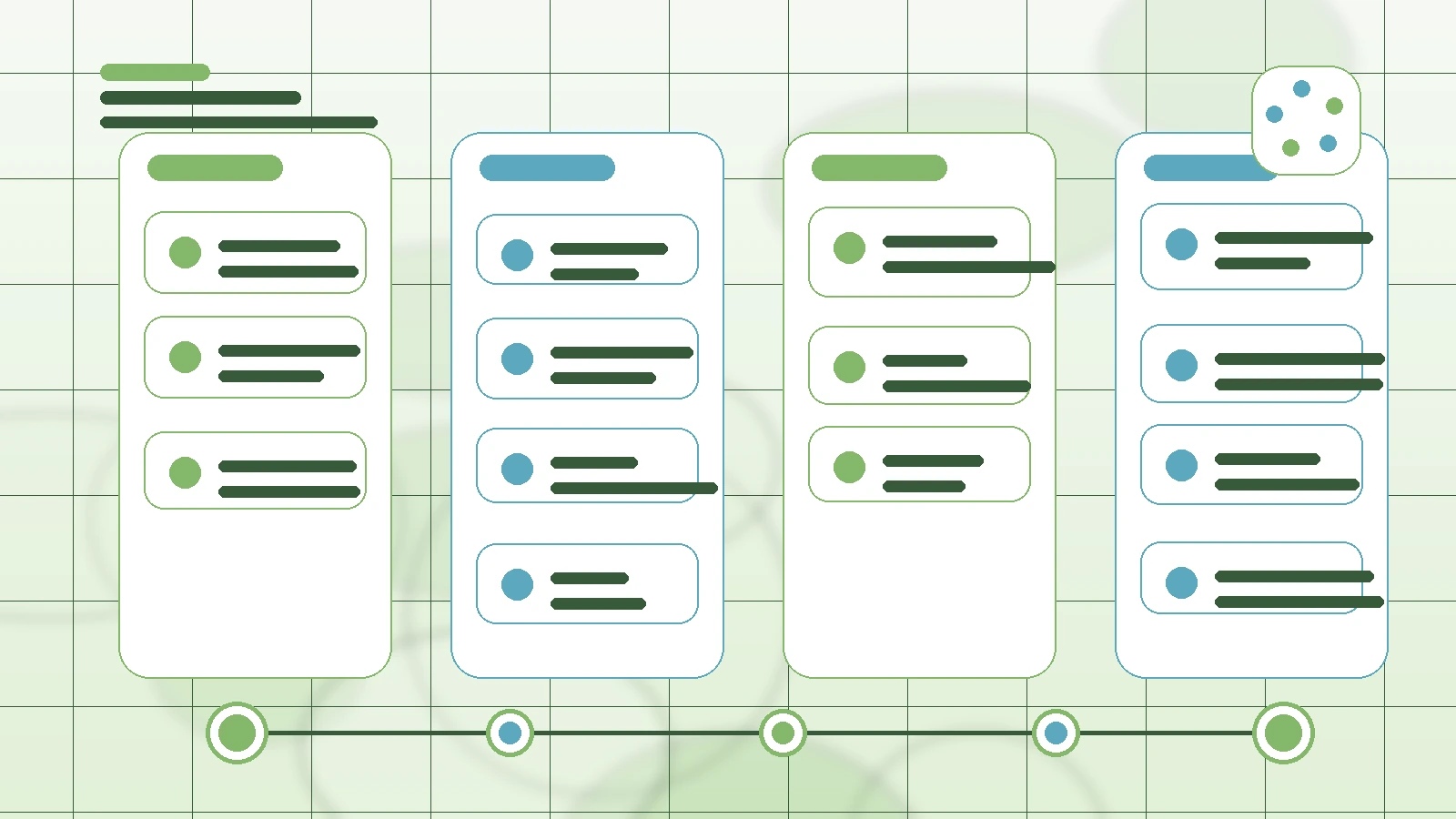 Abstract SaaS illustration for Creator Sponsorship Workflow Software, showing a creator workflow with AI-assisted brand deal management
